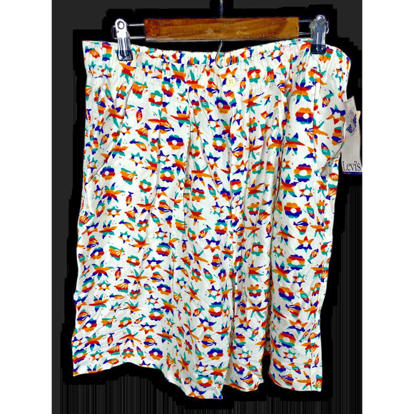 Levis x Dockers Shorts Vintage NEW 1980s Size 2XL Mens White Tropical Rainbow - Picture 2 of 14